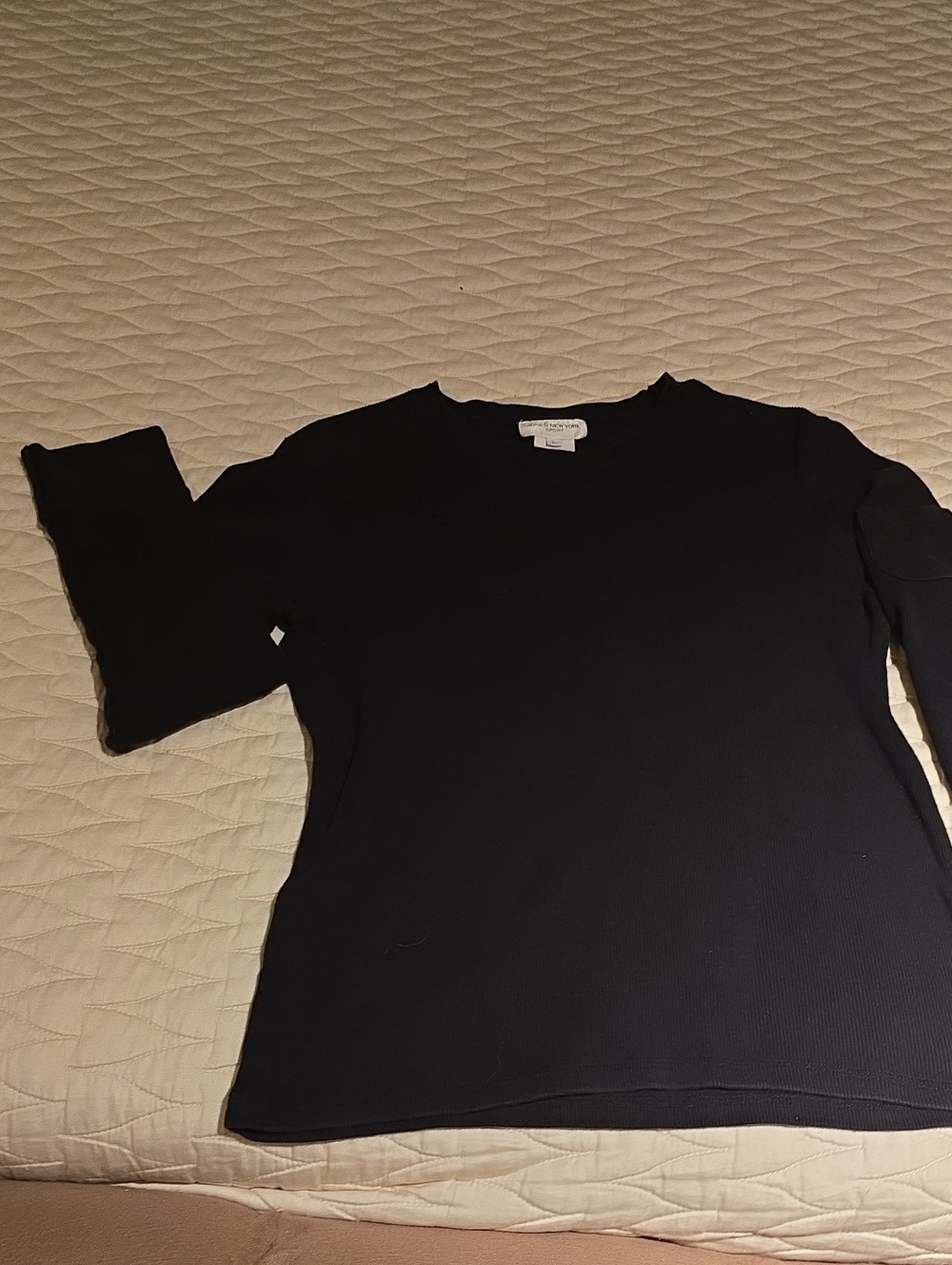 Jones New York Black Long-Sleeve Ribbed Women's Top